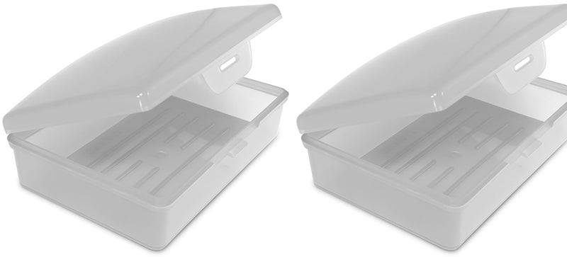 American Comb Travel Soap Box with lid - Translucent White- Set of 2 - Perfect for Traveling, Gym, or Storage. Made in The USA. - Image 1